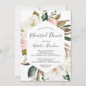 マグノリアエレガントホワイトと赤面リハーサルディナー 招待状 (正面)