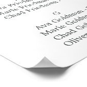 マグノリアエレガントホワイトアルファベットの座席表 ポスター (角)