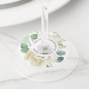 マグノリアエレガントユーカリプスグリーンリー結婚式の引き出物 ワイングラスタグ