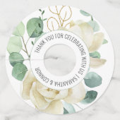 マグノリアエレガントユーカリプスグリーンリー結婚式の引き出物 ワイングラスタグ (正面)