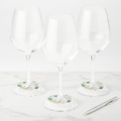 マグノリアエレガントユーカリプスグリーンリー結婚式の引き出物 ワイングラスタグ (セット)