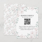 マグノリアエレガントユーカリQRコードRSVP Enc エンクロージャーカード (正面/裏面)