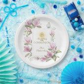 マグノリアエレガント花金ゴールド聖餐式 ペーパープレート (パーティー)