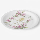 マグノリアエレガント花金ゴールド聖餐式 ペーパープレート (アングル)