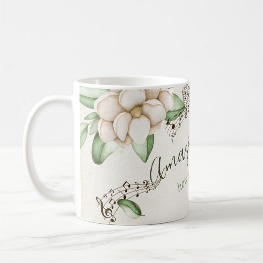マグノリアエレガント「アメージング・グレース」水彩画 コーヒーマグカップ (左)