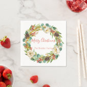 マグノリアエレガント、パイン&ベリーズホリデーリース スタンダードカクテルナプキン (インサイチュ)