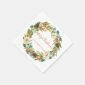 マグノリアエレガント、パイン&ベリーズホリデーリース スタンダードカクテルナプキン (角)