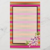 マグノリアオンピンク&フェイク金ゴールドストライプ 便箋 (正面)