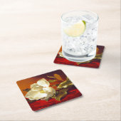 マグノリアオンレッドベルベットマーティンジョンソンヘード スクエアペーパーコースター (インサイチュ)