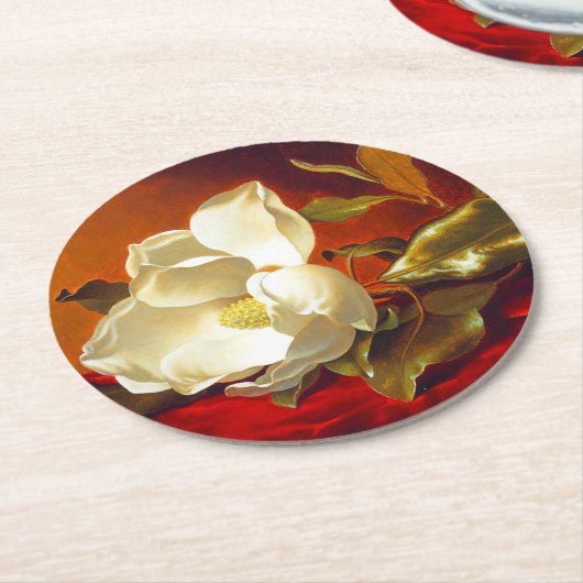 マグノリアオンレッドベルベットマーティンジョンソンヘード ラウンドペーパーコースター (アングル)