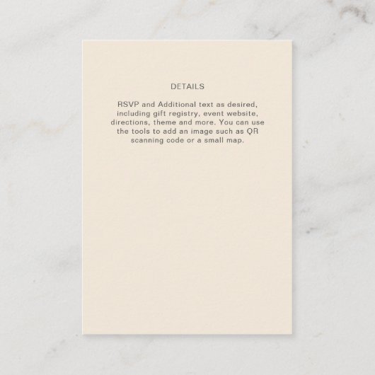 マグノリアクリーム モダンウェディング タイポグラフィ エンクロージャーカード (裏面)