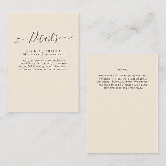 マグノリアクリーム モダンウェディング タイポグラフィ エンクロージャーカード (正面/裏面)