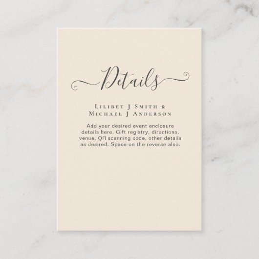 マグノリアクリーム モダンウェディング タイポグラフィ エンクロージャーカード (正面)