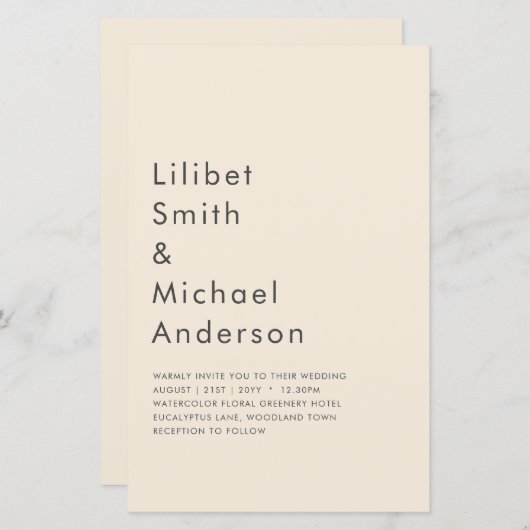 マグノリアクリーモダンム結婚ズタイポグラフィ (正面/裏面)