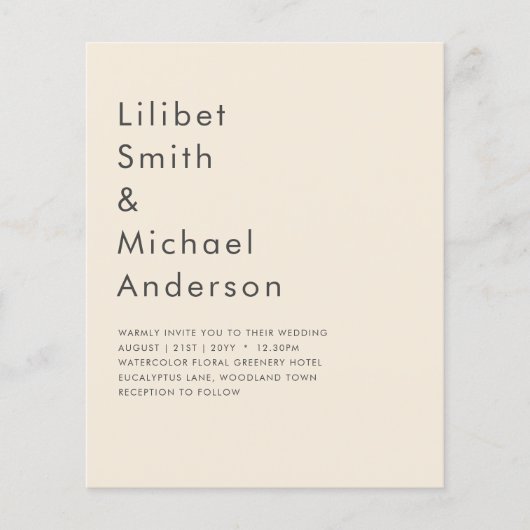 マグノリアクリーモダンム結婚ズタイポグラフィ チラシ (正面)