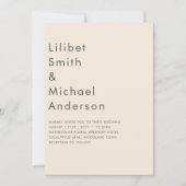 マグノリアクリーモダンム結婚ズタイポグラフィ 招待状 (正面)