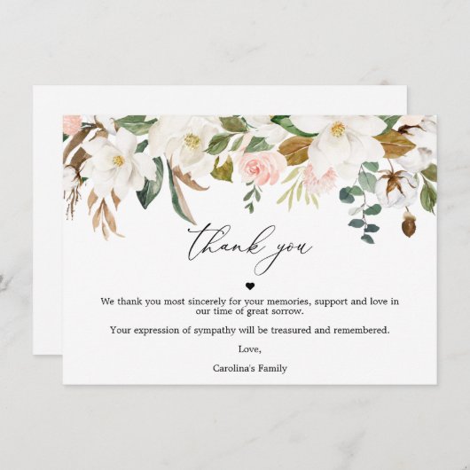 マグノリアコットンサンキューカードお祝いオブライフ サンキューカード (正面/裏面)