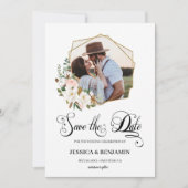 マグノリアコットン離れフローラ金ゴールド幾何学写真 セーブザデート (正面)