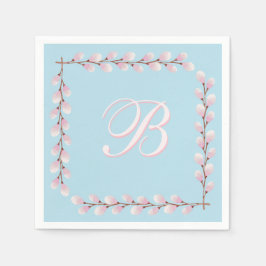 マグノリアコレクションスパンシュガーブルーバックグラウンド スタンダードカクテルナプキン