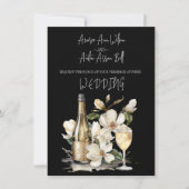 マグノリアシャンパンアンドグラスホワイト文字 招待状 (正面)