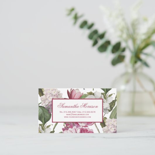 マグノリアスその他の花アンティーク植物学 名刺 (スタンド正面)