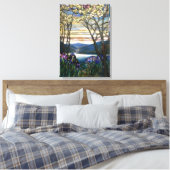 マグノリアスとアイリスのステンドグラス窓 キャンバスプリント (インサイチュ (寝室))