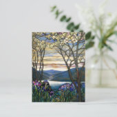 マグノリアスとアイリスのステンドグラス窓 ポストカード (スタンド正面)