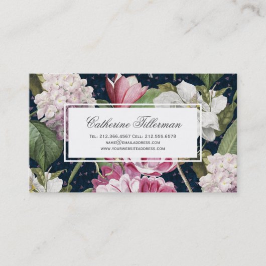 マグノリアスとアジサイアンティーク植物学 名刺 (正面)