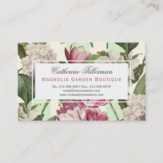マグノリアスとアジサイヴィンテージ花園 名刺 (正面)