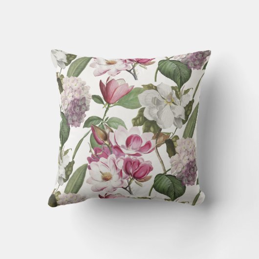 マグノリアスとアジサイ園ヴィンテージ植物学 クッション (裏面)