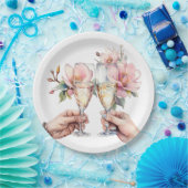 マグノリアスとシャンパングラス結婚ズ ペーパープレート (パーティー)