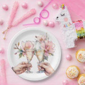 マグノリアスとシャンパングラス結婚ズ ペーパープレート (パーティー)