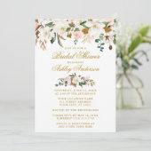 マグノリアスバラ金ゴールドピンクエレガントブライダルシャワー 招待状 (スタンド正面)