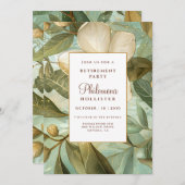 マグノリアスボタニカル金ゴールドグリーンフローラ退職 招待状 (正面/裏面)