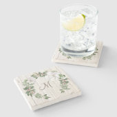 マグノリアス付きエイジングウッドモノグラムリース ストーンコースター (横)