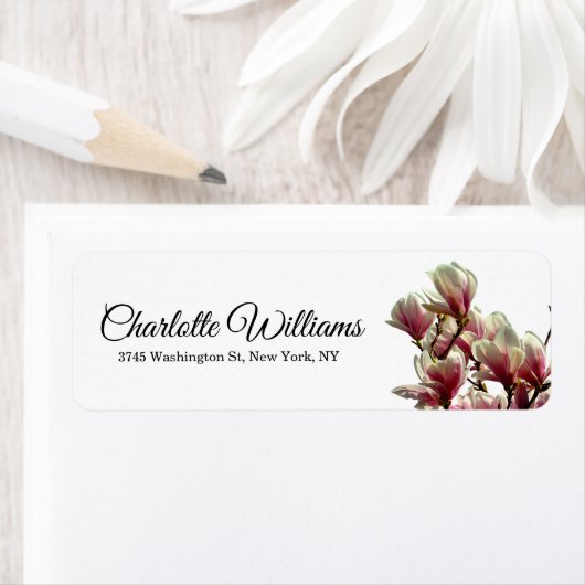 マグノリアス白ミニマルエレガントリストモダンフローラ ラベル (インサイチュ)