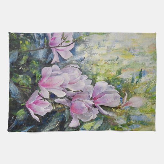 マグノリアセレニティ – フローラアートバイルキアン キッチンタオル (横)