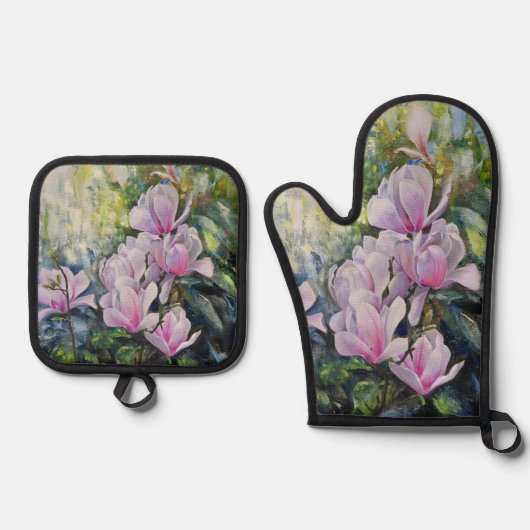 マグノリアセレニティ – フローラアートバイルキアン 鍋つかみ&鍋敷きセット (正面)