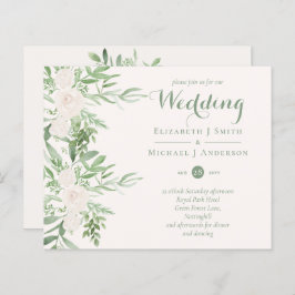 マグノリアセージ緑のフローラ結婚式の招待BUDGET