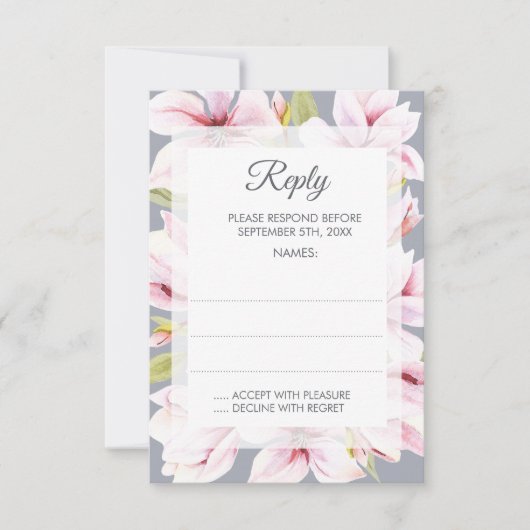 マグノリアチャーム結婚フローラの返信カード 出欠カード (正面)