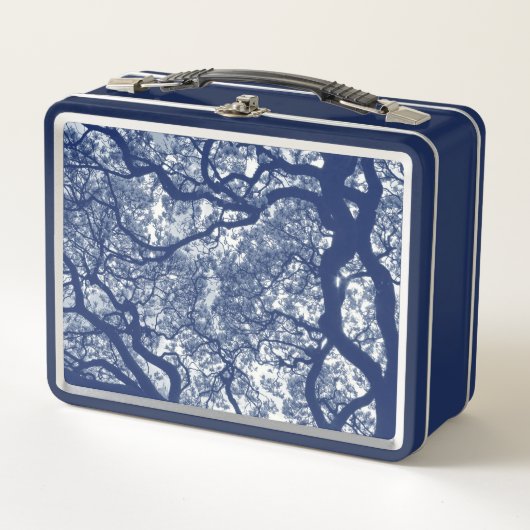 マグノリアツリー – シアノタイプ効果 メタルランチボックス (正面)