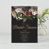 マグノリアトップ金ゴールド&ブラックフローラブライダルシャワー 招待状 (スタンド正面)