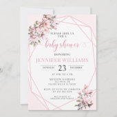 マグノリアパステルフローラベビーガールシャワー招待 招待状 (正面)