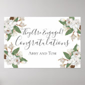 マグノリアパーソナライズされたフローラ植物学婚約 ポスター (正面)