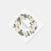 マグノリアパーソナライズされたブライダルシャワーナプキンス スタンダードカクテルナプキン (角)