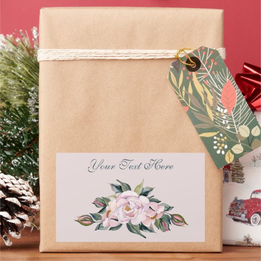 マグノリアピンクの花のフル開花 長方形シール (クリスマス)