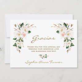 マグノリアピンクの花スペインのグラシアベビーシャワー サンキューカード