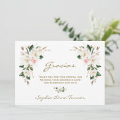 マグノリアピンクの花スペインのグラシアベビーシャワー サンキューカード (スタンド正面)