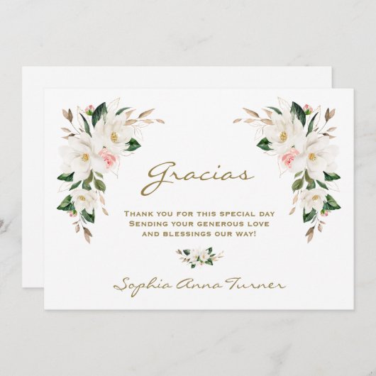 マグノリアピンクの花スペインのグラシアベビーシャワー サンキューカード