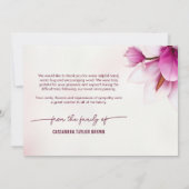 マグノリアピンクフローラメモリアルサンキューカード サンキューカード (裏面)